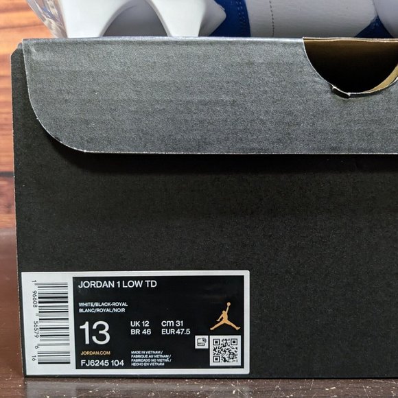 Nike Air Jordan 1 Low TD Men\'s 13 Royal White Black football cleats FJ6245-104 main image 4